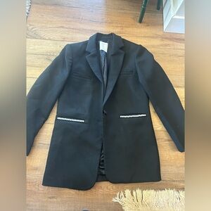 Sandro Black Blazer with Pearl Accents - Sz 36